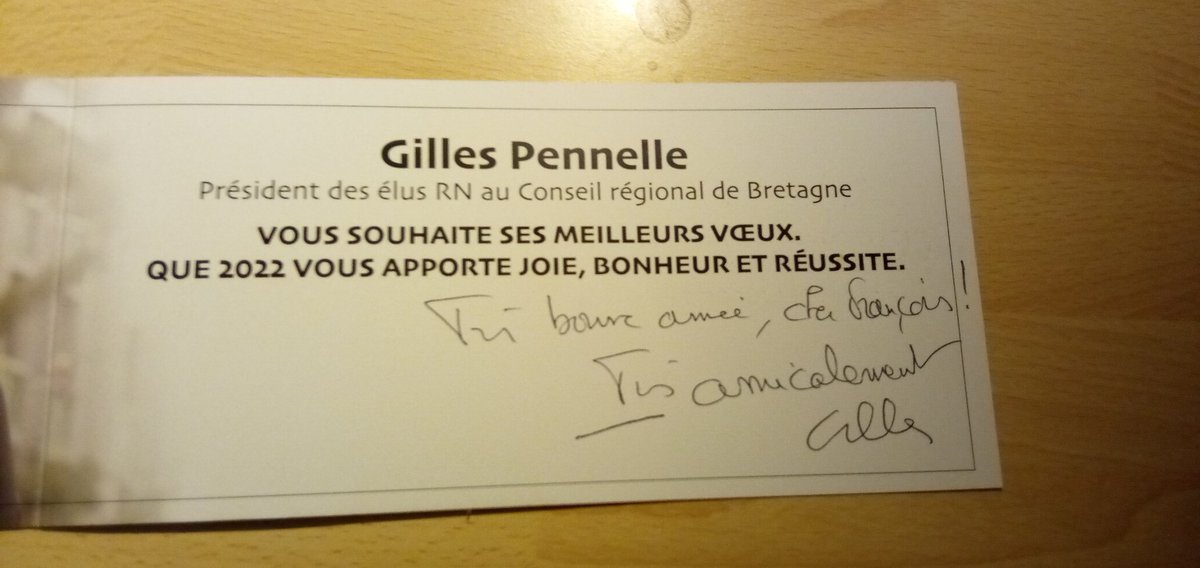 Merci <a href="/GillesPennelle/">Gilles Pennelle</a> , je te souhaite également une très belle année 2022 !
Une année qui je l'espère verra en avril la victoire de <a href="/MLP_officiel/">Marine Le Pen</a> !🇫🇷
#RN