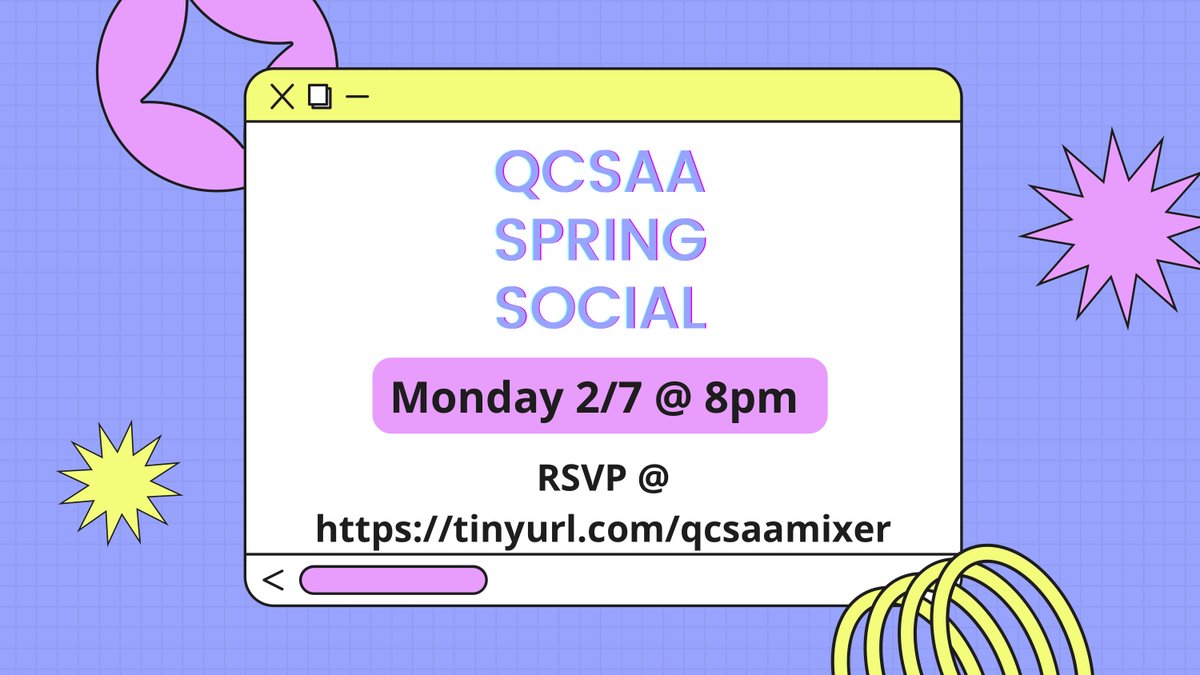 qc_saa's tweet photo. Join QCSAA at our Spring Semester Social on Monday 2/7 @ 8pm. RSVP for the Zoom link here: https://t.co/lwGfVcV04n 

Come learn more about archives as a profession, what we do as a student chapter of the Society of American Archivists, hear about our events, and meet new people! https://t.co/1l2BB2kchh