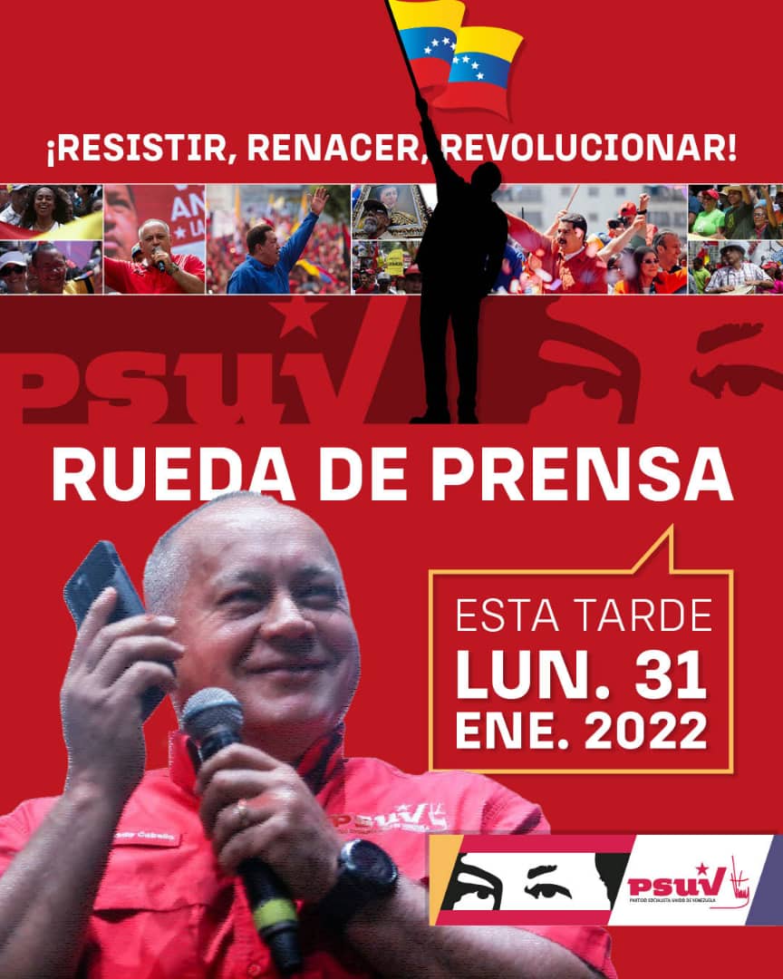 #EnVivo | Primer Vicepresidente del PSUV, Diosdado Cabello ofrece rueda de prensa del partido. 

<a href="/PartidoPSUV/">PSUV</a> <a href="/dcabellor/">Diosdado Cabello R</a>