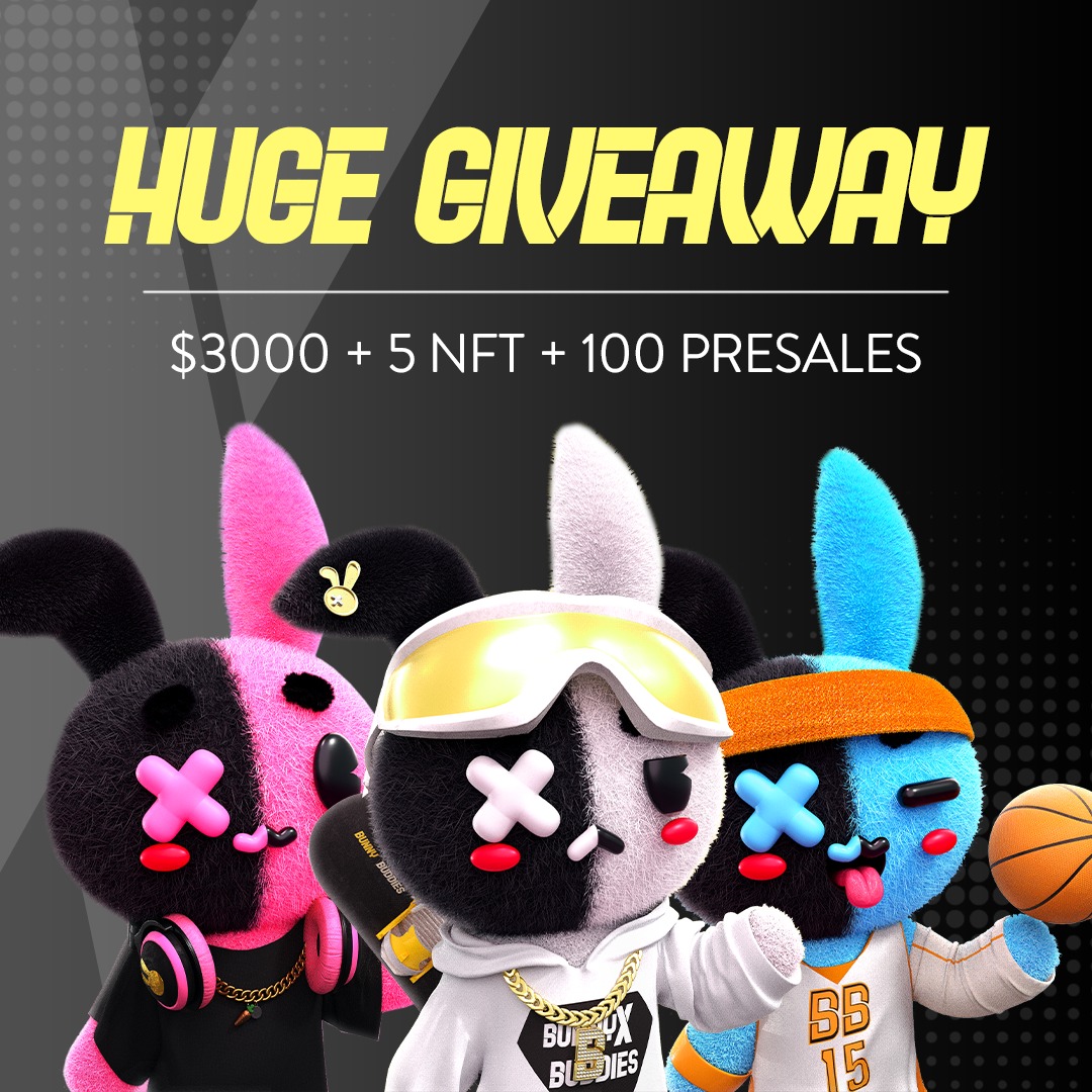 Bunny Buddies on X: 🐰Bunny Buddies #NFT Giveaway!🐰 🎁Prize: 🥇 $3000 🥈  5 NFTs 🥉 100 PRESALES To Win one of prizes : 1️⃣ Follow our page  @bunnybuddies.nft 2️⃣ Like this post