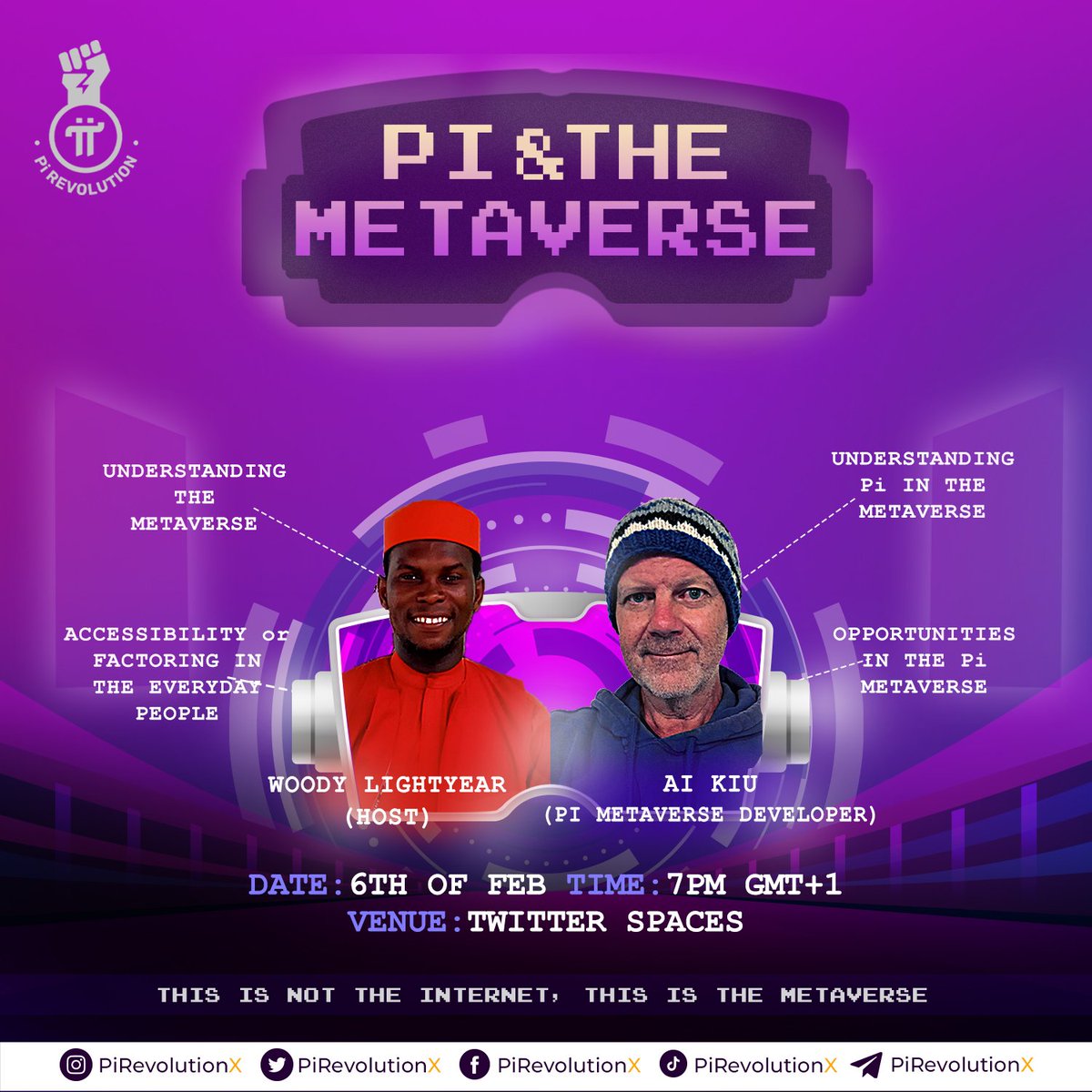 PiRevolutionX's tweet photo. OK, I'm excited for this one Pioneers 😀. If you've ever wanted to understand the #Metaverse like me, and how you can participate through #PiNetwork, then join our Twitter Space on Sunday, as @WoodyLightyearx gets Pi Metaverse developer @aikiu_metaverse to explain it all. https://t.co/kHW347nEyK
