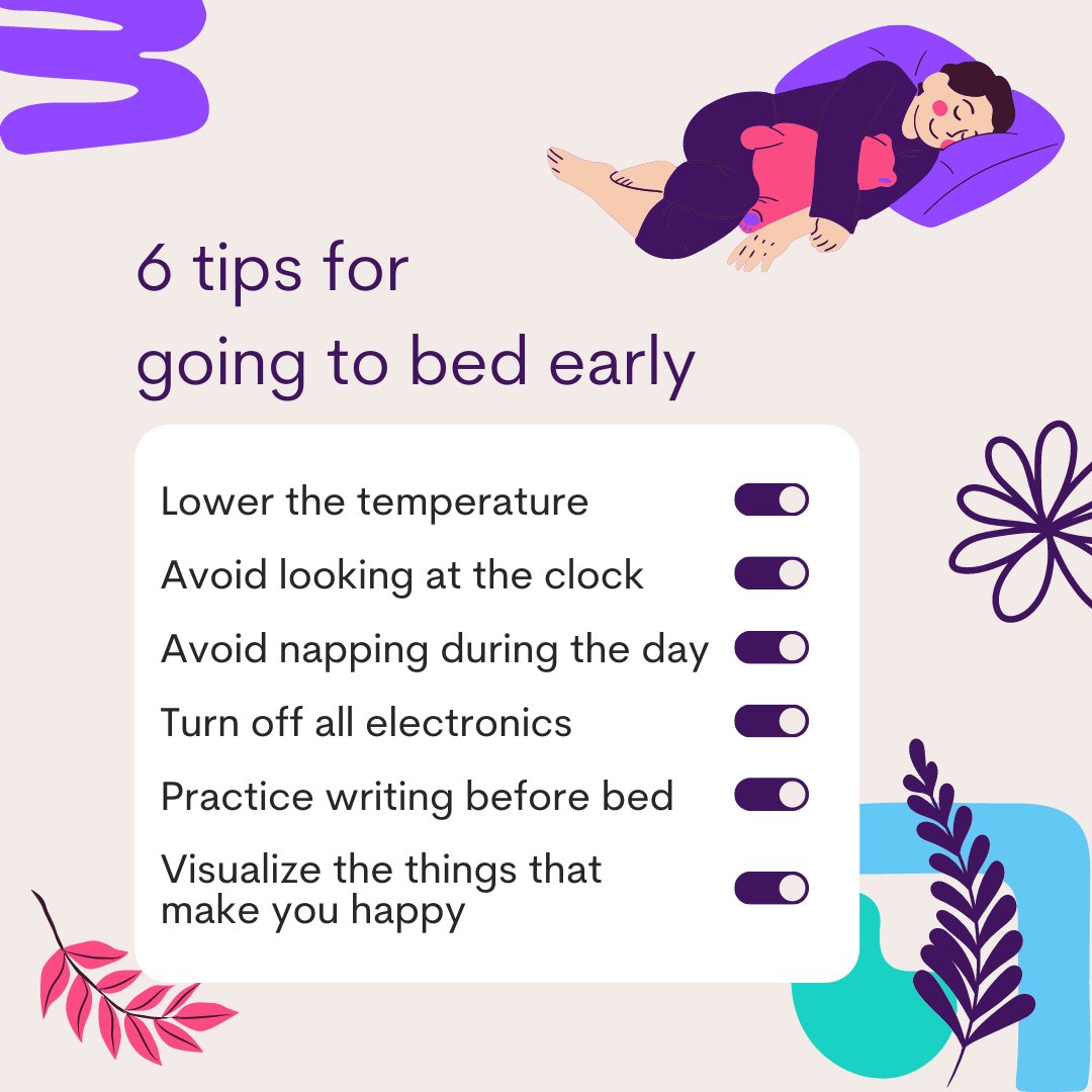 Was creating a healthy sleep schedule part of your New Year's Resolutions? 😴 Just because January has come to an end, it doesn't mean you can't add new goals to the list 📝 Here are 6 tips for going to bed early - &amp; hopefully helping you create a new &amp; improved sleep schedule!