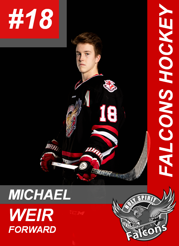 HSFalconHockey's tweet photo. Mike is a Grade 12 who joined our team 4 seasons ago. He is a workhorse on our team and is trusted to take on any job, he is a leader both on and off the ice. In 21 games this year he's found the back of the net 6 time and added 3 apples for 9 points. Keep up the great work Weir. https://t.co/Q0PW013aAw