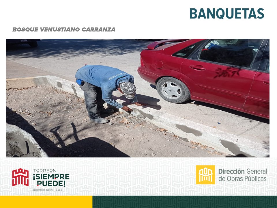 🚧#Precaución 🚧 

Trabajamos en el detallado de la 👷‍♂️construcción de banquetas exteriores del Bosque Venustiano Carranza, en la avenida Bravo y la calle Juan Pablos.  

#TorreónSiemprePuede 💪🏻