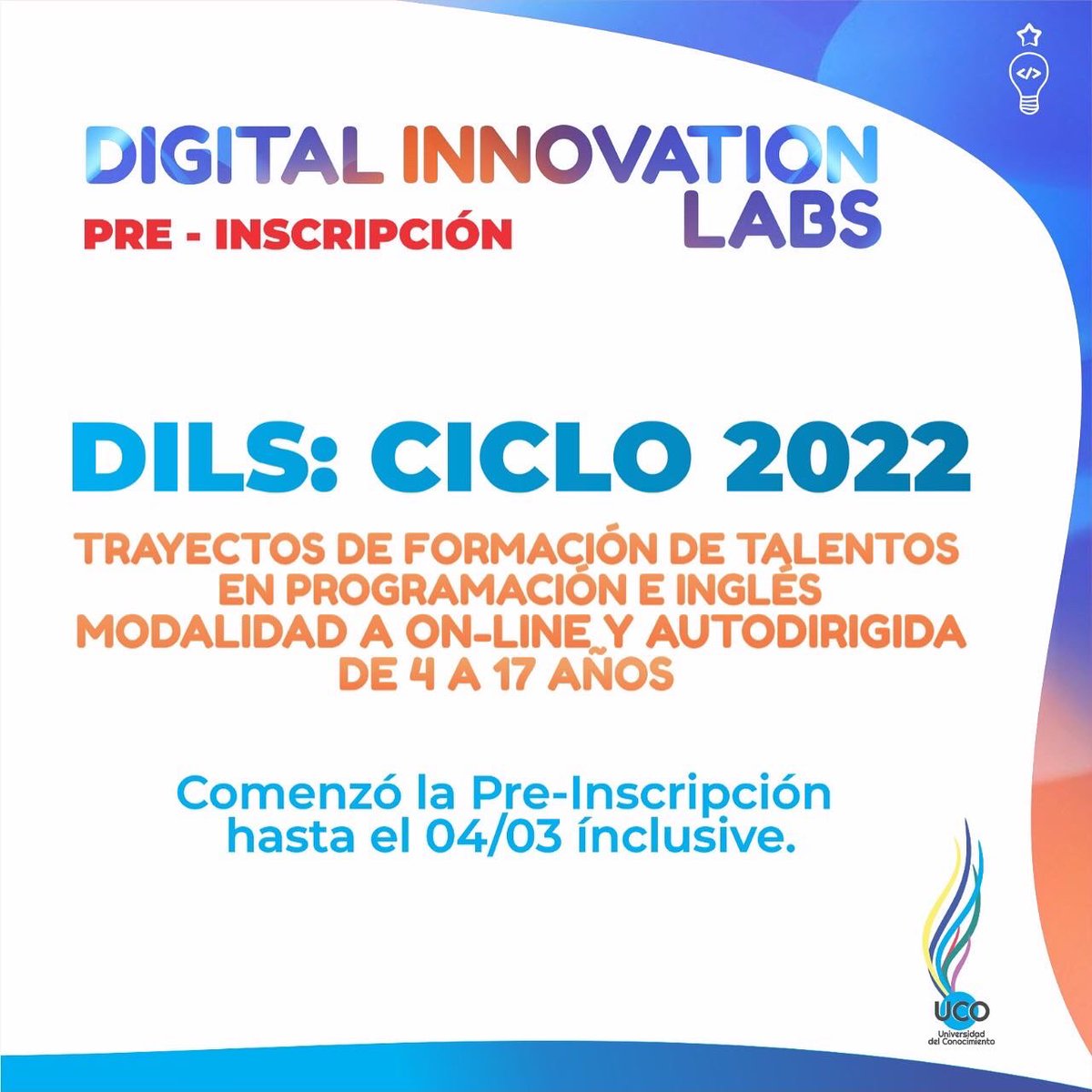 u_conocimiento's tweet photo. 📲👨🏻‍💻Llegó el día lanzamos la preinscripción de los Digital Innovations Labs!

Para este año tenemos muchos desafíos y uno de ellos es la formación con los trayectos de KINDER PROGRAMMERS (de 4 a 7 años), KIDS PROGRAMMERS (de 8 a 9 años), LITTLE PROGRAMMERS (de 10 a 11años) …👇🏻 https://t.co/1R1DDeaynS