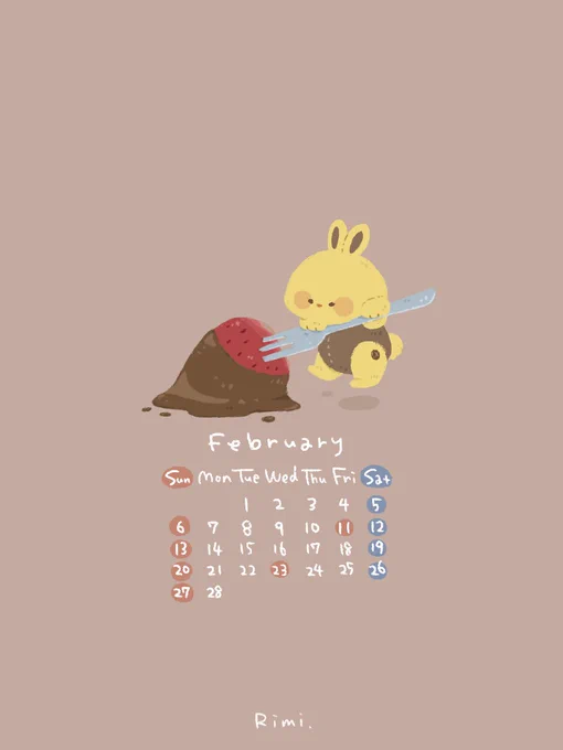 2月のカレンダーと壁紙できました 