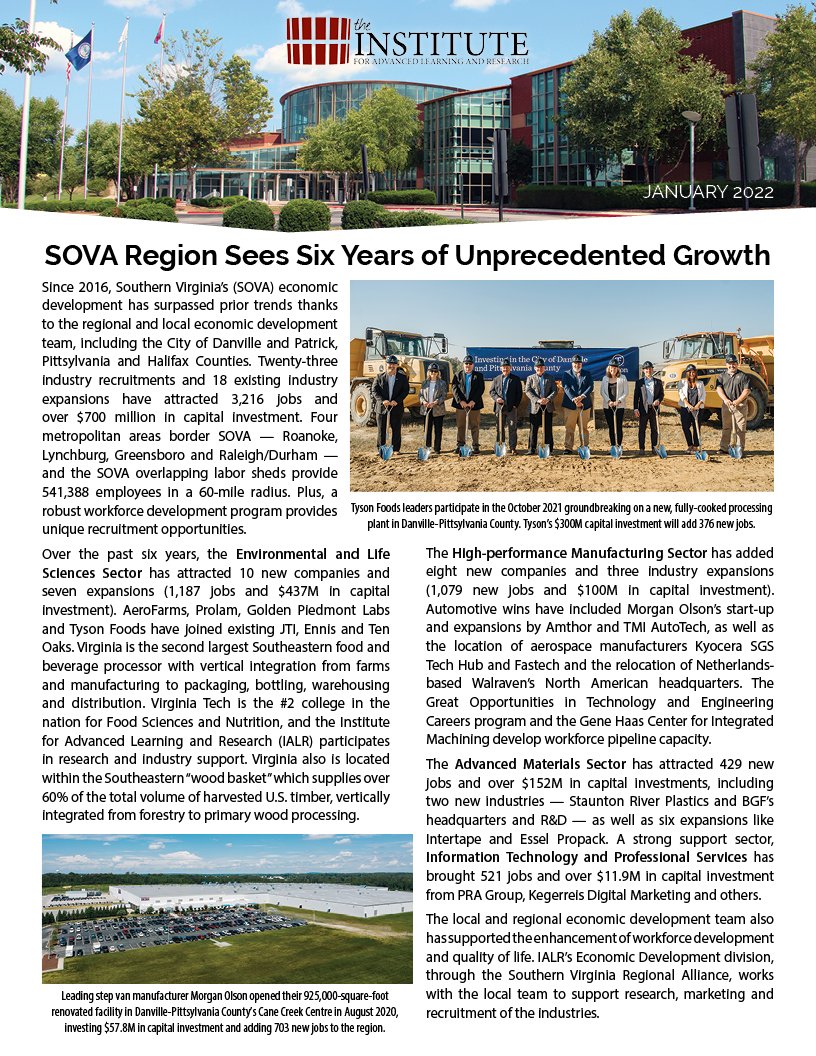 IALR's tweet photo. Catch our latest #IALRnews! The Southern Virginia region sees six years of unprecedented growth in economic development. We’re excited to welcome Dr. Betty Jo Foster as interim president. And there’s more!
Click to read:
https://t.co/gnmDBly2hV https://t.co/E1i81dqfDg