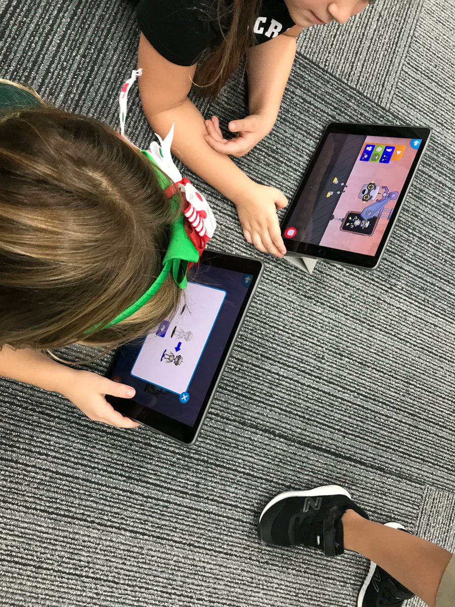 PCInnoInstitute's tweet photo. #PCKindergarten Ss are using the Tuner App. The students are focusing on the activity titled assembly line. It features word-free code blocks, pictures, & friendly voiceovers. #CSTA #PCcode https://t.co/lK2bYklcfd