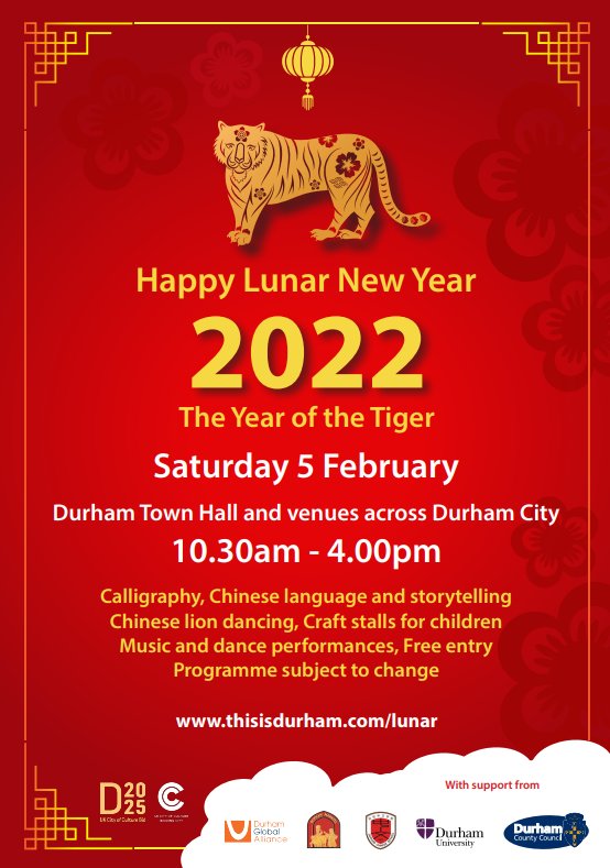 Happy Chinese New Year! Come on to join in the celebrations together in Durham this Saturday!