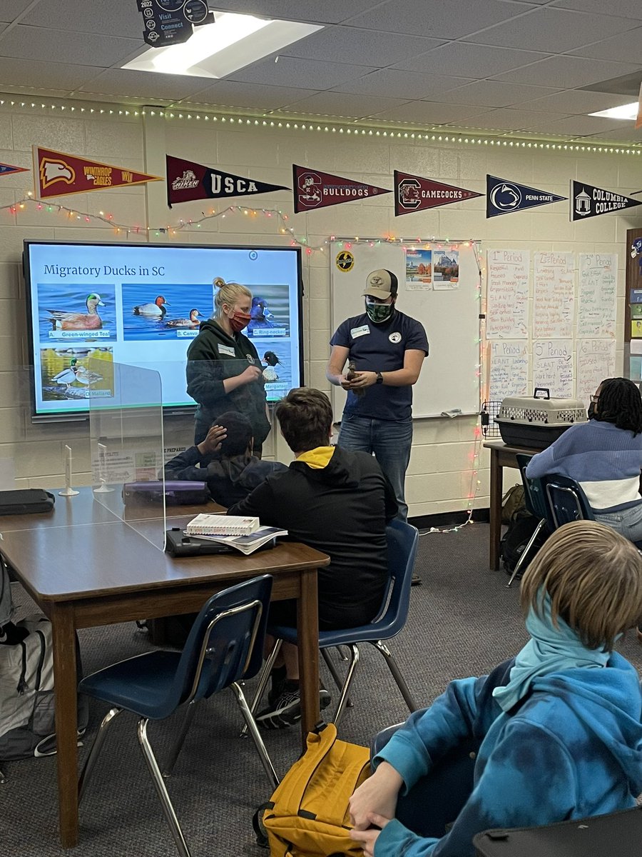 K_Bake_'s tweet photo. Huge thank you to Harrison and Hanna from @SC_Waterfowl’s Camp Leopold for coming to speak to my @AVID4College students about Waterfowl and careers working with wildlife. @RichlandTwoAVID @BMSatRSD2 #BMSAVID #BMSMakeItHappen https://t.co/fkjBO3Gg7N