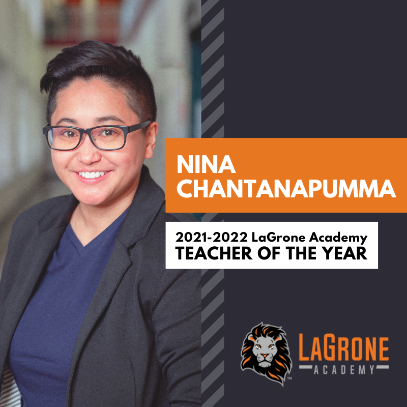 LaGroneAcademy's tweet photo. We are very excited to announce that our Teacher of the Year is Nina Chantanapumma! She is a valuable member of our Visual Arts department and also serves as the web and social media manager. We always appreciate her creativity, love of learning, and connections with students. 🧡 https://t.co/6YY31uTcxu