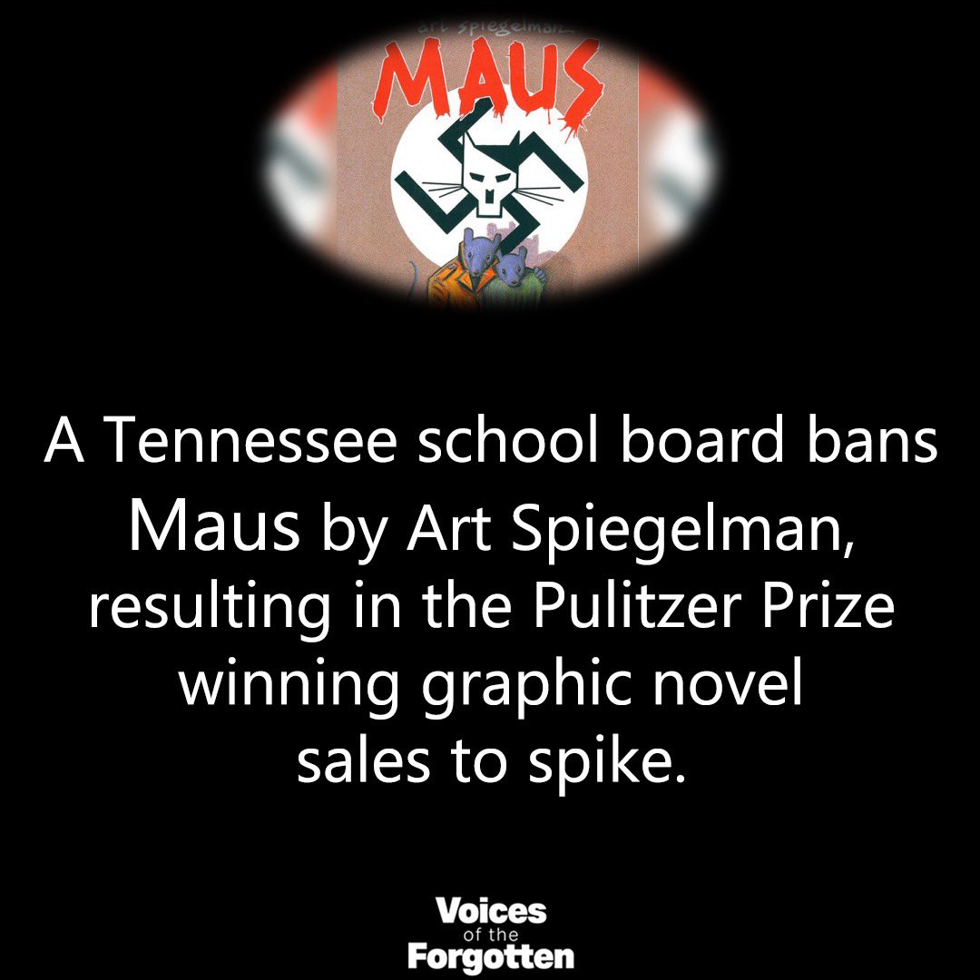 voicesforgot's tweet photo. The Tennessee school board claims it was removed for concerns over “rough objectionable language” and nudity. https://t.co/ZrUdZwC9Gt