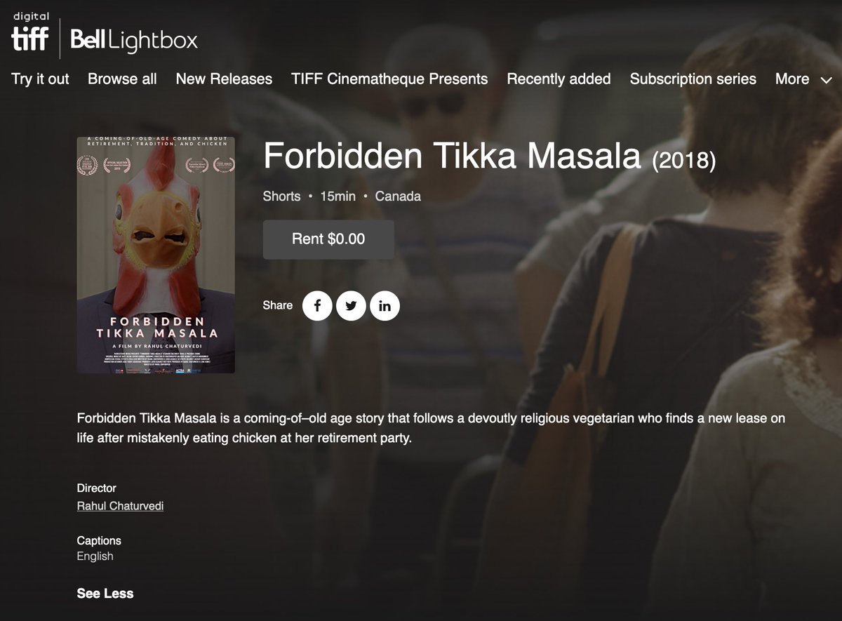 Looking for some uplifting content on this cold Monday?

You can watch #ForbiddenTikkaMasala on <a href="/TIFF_NET/">TIFF</a>’s digital platform all across Canada. 

Not gonna lie, we’re still pinching ourselves that our little film made it to #TIFF’s platform!