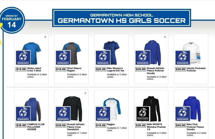 You will receive email within the next 24 hours on how to order apparel! Let your friends and family know!
#GtownHSGirlsSoccer