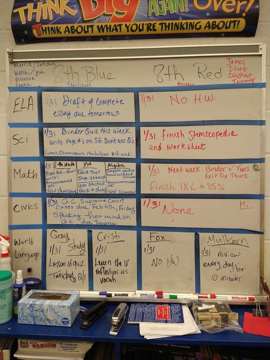 MrsTherriault's tweet photo. #wsparker #7thgrade #8thgrade #hwboard Happy last day of January. I'll post again next month😂 https://t.co/Pc23sw01bg