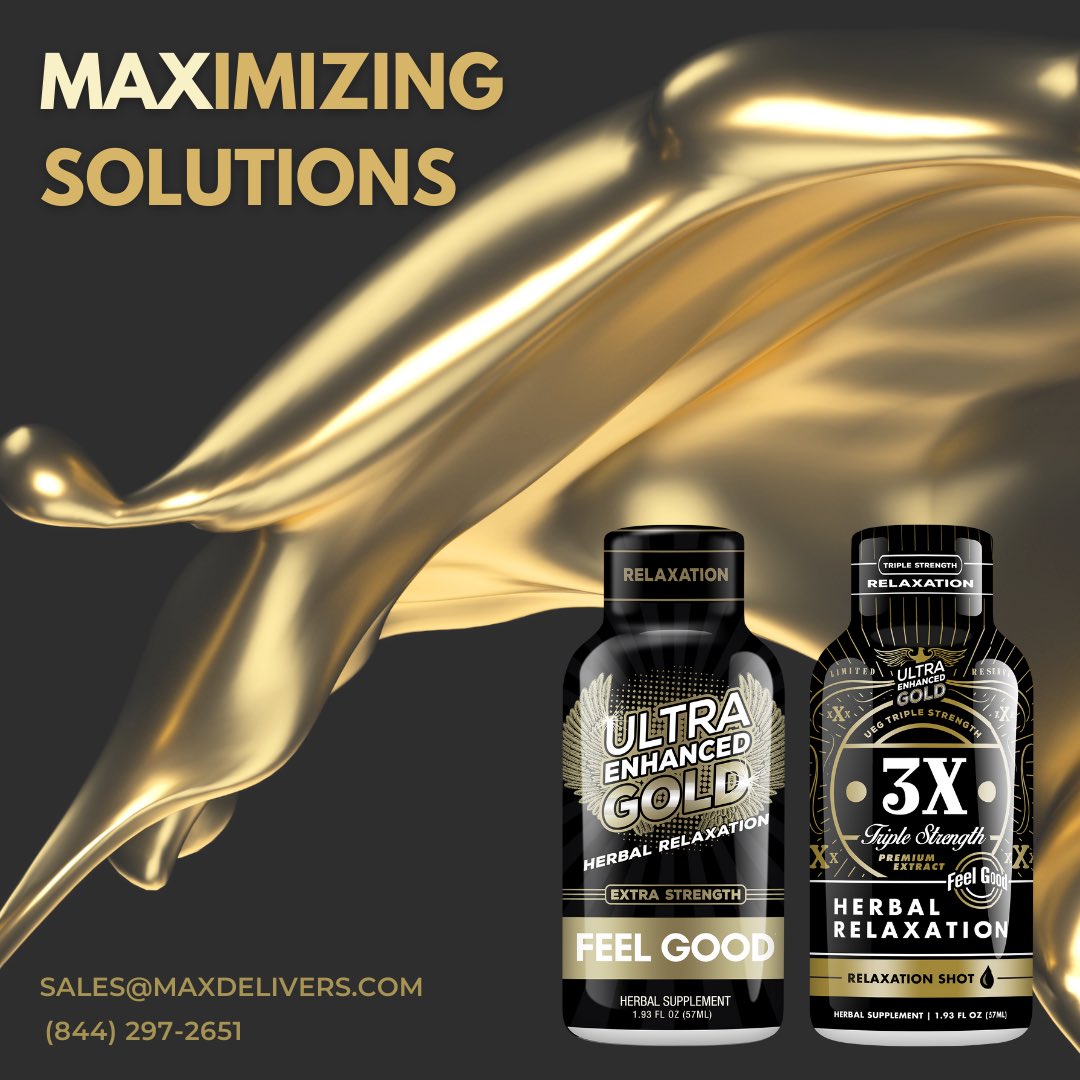 MaxDistributing's tweet image. Ultra Enhanced Gold Herbal Relaxation is liquid gold! 

60% of regular consumers buy this premium line of extra strength relaxation products once a week or more! 

High profit margins! 👏

For product and ordering details connect here:
Sales@maxdelivers.com
(844) 297-2651