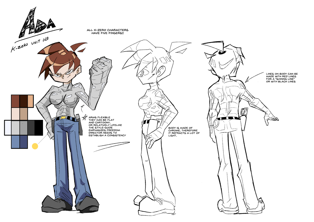 StudioYGkrow's tweet photo. The official design sheets from #KZero! These were used as guides for the talented artists behind the scenes to bring Kythera Zero to life! #design #characterdesign #KytheraZero #StudioYGK https://t.co/awRxzSpDTv