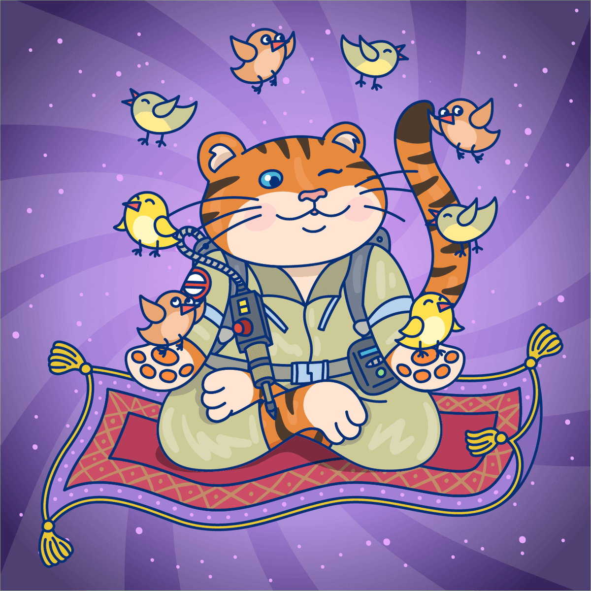mcatsnft's tweet photo. When enemy attacks... 
We concentrate on friends and keep meditating!

#Ghostbusters #nftart #Cats #Love #ChineseNewYear2022 https://t.co/IPV0hguifD