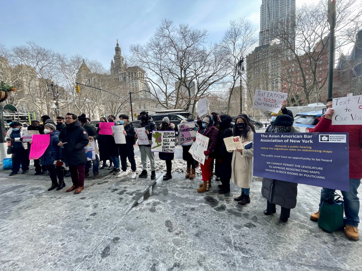 nycpa's tweet photo. Today, Deputy Public Advocate @Xamayla_Rose stood with AAPI New Yorkers in the fight for a fair, transparent redistricting and to demand a public hearing before Wednesday's vote.
Diverse communities across NYC are calling for a chance to weigh in! #MapOurFuture #LATFOR #UnityMap https://t.co/IcvdLx6SJf