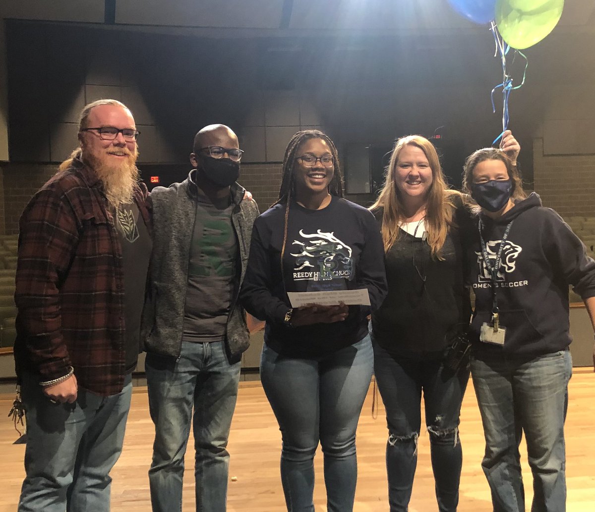 zlearnmore's tweet photo. Congratulations to @DBreathett Damia Breathett of our @ReedyTheatre Dept who was recognized today as the January Teacher of the Month for @ReedyLions Way to Go! #RHSRoar #TakePrideInThePRIDE https://t.co/lmEE5YfZkF