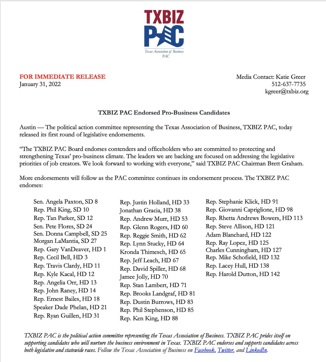 AdamforTx's tweet photo. Thank you, @txbiz! RT @txbiz: The TXBIZ PAC released its first round of legislative endorsements. #txlege https://t.co/KfWxnWO5FW https://t.co/EyCS9D7zLG