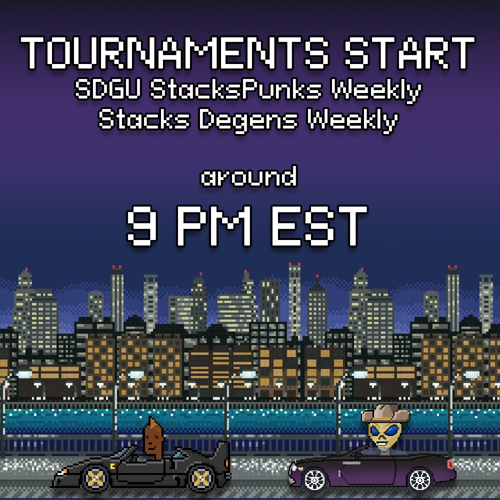 DegenLabBTC's tweet photo. TOURNAMENT LAUNCH

Are you ready for the Tournament Revamp? 4 new maps with improved gameplay are coming today! 🥳

As an opening gift, we're hosting a GIVEAWAY💰
-Winner 1 gets a MIA Degen
-Winner 2 gets a NYC Degen

Rules: Quote Tweet and say your expectations of the tournament https://t.co/aLw1hAxOhi