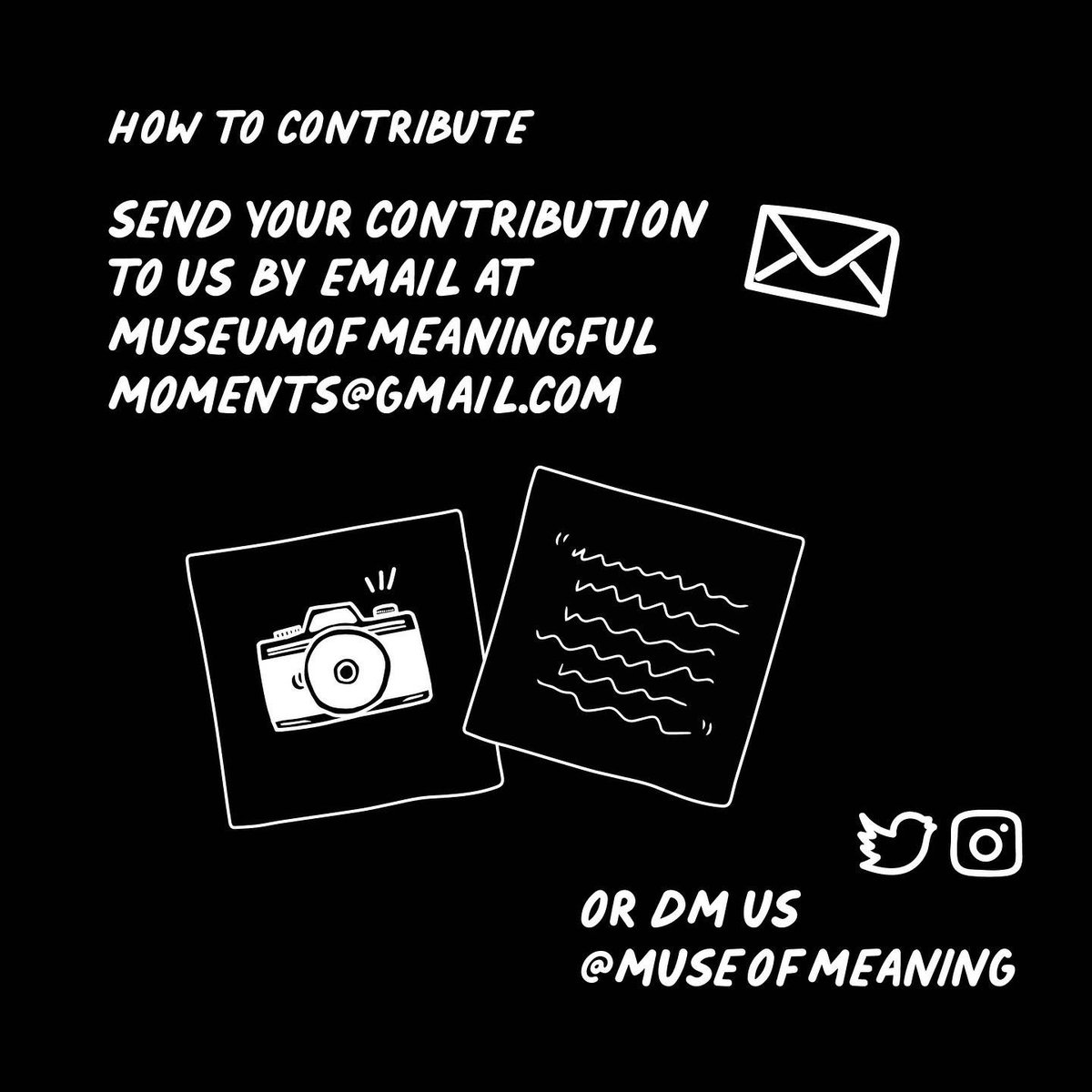 museofmeaning's tweet photo. How to contribute:
Take a photo 📸, create a drawing ✍️ or write a poem/haiku 📝 and send it to us by DM or email, or post it and tag us @museofmeaning https://t.co/6dDcUi4yVL