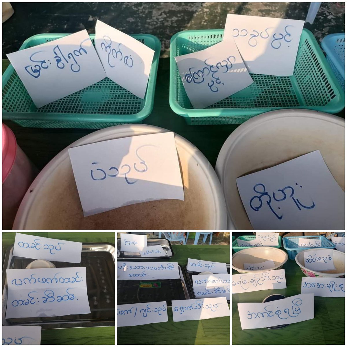 When Junta's forcefully forcing shop owners to open the shops to stop #SilentStrike,this is how vendors open their shops only placing plates &amp; names of items in cards without placing items.From the rich to the poor,all types of civilians are revolting against Junta. #2022Feb1Coup
