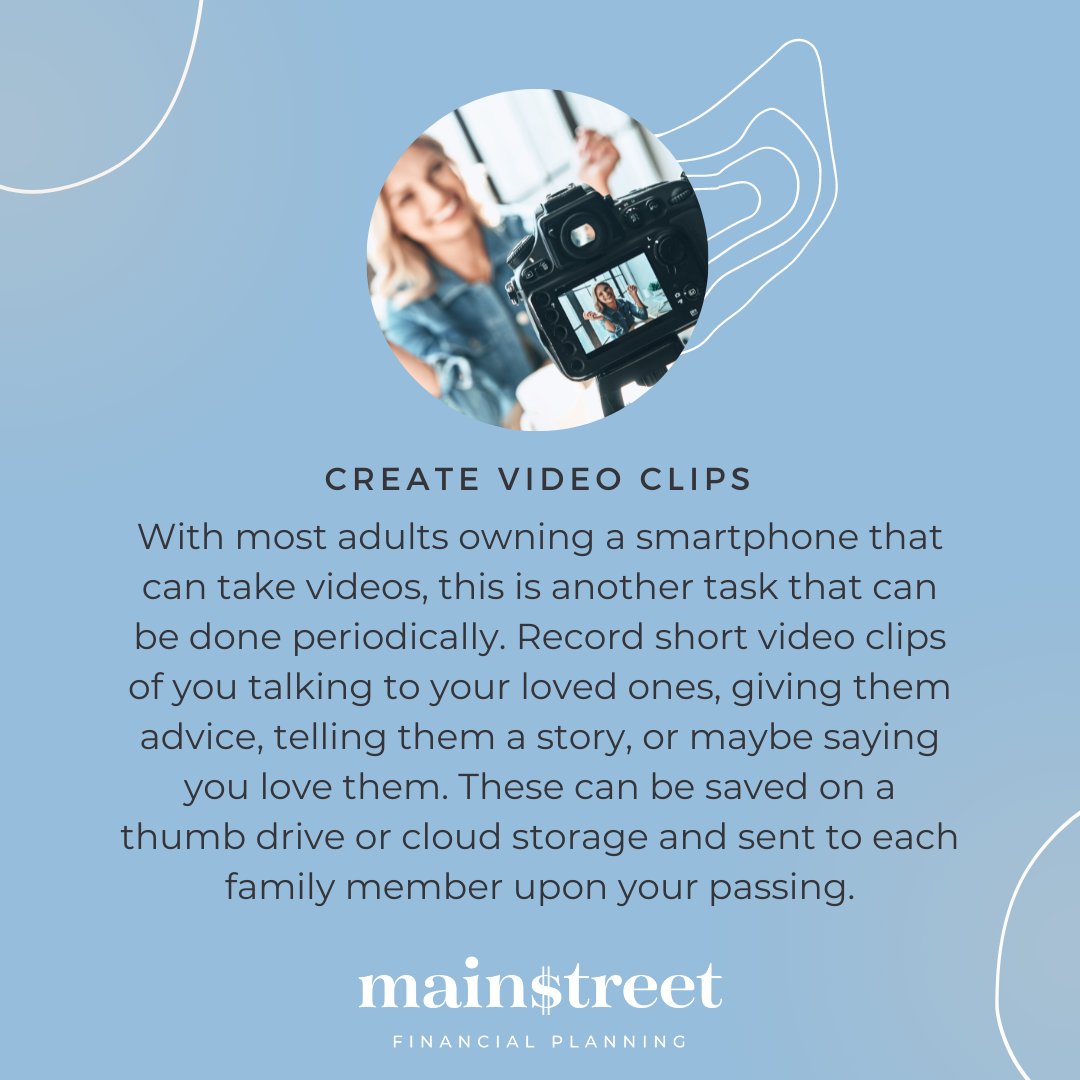 adviceonly's tweet photo. Many people wrongly believe that leaving a “legacy” behind after their passing is something only the very wealthy can do. Here are a few free and low-cost ways that you can provide memories that your family memories will cherish for their lifetime. More to come! https://t.co/WAgV7dmIOB