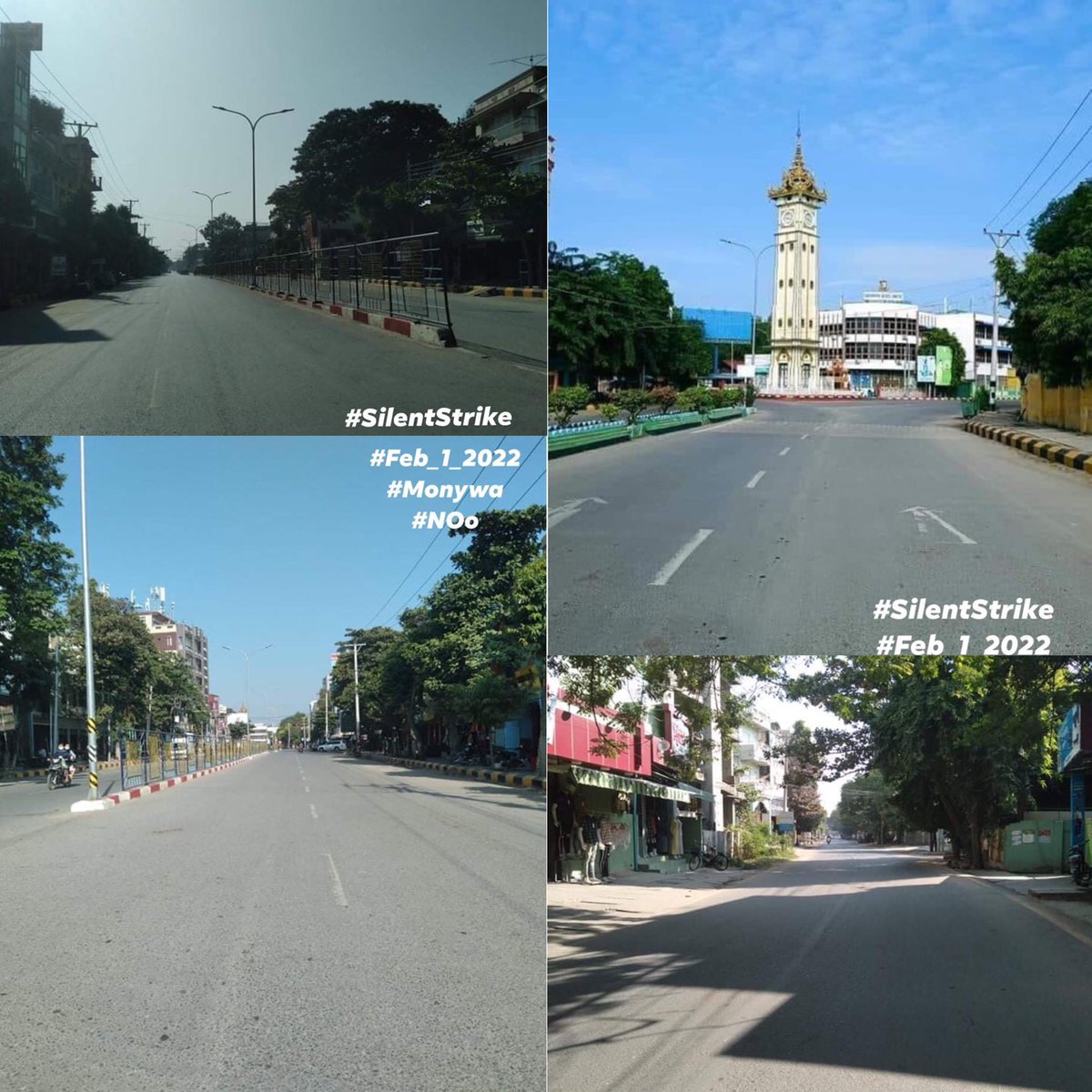 ec_chawlay's tweet photo. Residents of Monywa Joined Nationwide #SilentStrike to show that they will never cold blooded for revolution.

#RedCampaign_1YearOfRevolution
#2022Feb1Coup
#WhatsHappeningInMyanmar https://t.co/awpyfHLlXc