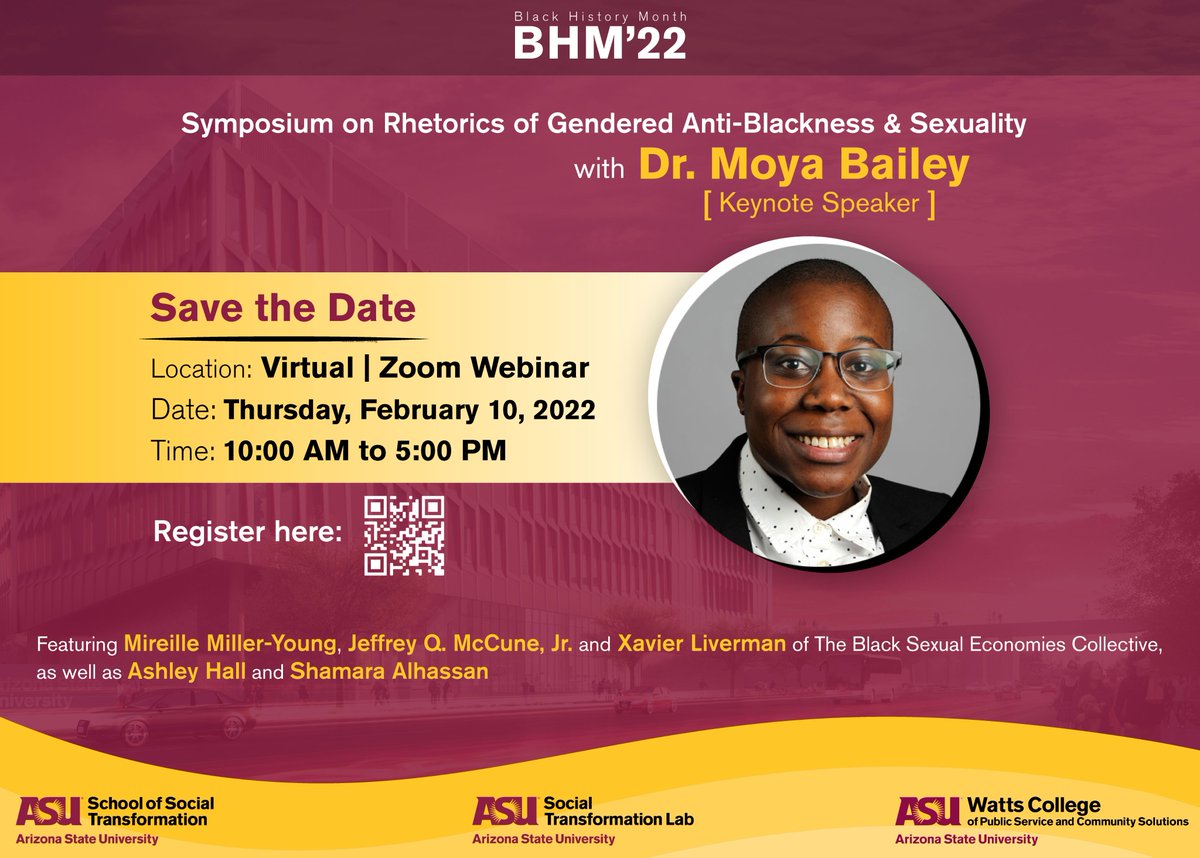 Ersula Ore (@ersulaore) on Twitter photo Join <a href="/ASUSST/">ASU School of Social Transformation</a> for a celebration of Black life and Black sexuality! Black History <a href="/ASU/">Arizona State University</a>! <a href="/moyazb/">moyazb</a> @DrJeffrey2U <a href="/thediplomat05/">5 Star Stunna</a> <a href="/ASU_SHPRS/">SHPRS at ASU</a> <a href="/XmanPhD/">Xavier Livermon</a> <a href="/makofittsward/">Mako Fitts Ward</a> <a href="/BryanBrayboy/">Bryan Brayboy</a> <a href="/asuEnglish/">ASU English Dept.</a> <a href="/Cronkite_ASU/">Cronkite School</a> <a href="/DrMireille/">Dr. Mireille Miller-Young</a> <a href="/keith_gilyard/">Keith Gilyard</a> <a href="/rhetsoc/">RSA</a> <a href="/NatComm/">National Communication Association</a> <a href="/ARCPennState/">Penn State Africana Research Center</a> <a href="/nwsa/">The National Women’s Studies Association (NWSA)</a> <a href="/EquityinGaming/">Kishonna Leah Gray</a> Join <a href="/ASUSST/">ASU School of Social Transformation</a> for a celebration of Black life and Black sexuality! Black History <a href="/ASU/">Arizona State University</a>! <a href="/moyazb/">moyazb</a> @DrJeffrey2U <a href="/thediplomat05/">5 Star Stunna</a> <a href="/ASU_SHPRS/">SHPRS at ASU</a> <a href="/XmanPhD/">Xavier Livermon</a> <a href="/makofittsward/">Mako Fitts Ward</a> <a href="/BryanBrayboy/">Bryan Brayboy</a> <a href="/asuEnglish/">ASU English Dept.</a> <a href="/Cronkite_ASU/">Cronkite School</a> <a href="/DrMireille/">Dr. Mireille Miller-Young</a> <a href="/keith_gilyard/">Keith Gilyard</a> <a href="/rhetsoc/">RSA</a> <a href="/NatComm/">National Communication Association</a> <a href="/ARCPennState/">Penn State Africana Research Center</a> <a href="/nwsa/">The National Women’s Studies Association (NWSA)</a> <a href="/EquityinGaming/">Kishonna Leah Gray</a>