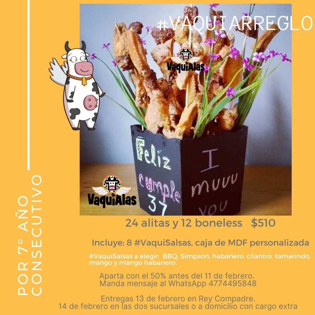 VaquiAlas's tweet photo. Desde hace 7 años somos tus cómplices con los #VaquiBouquets. Hoy tenemos opciones con las que puedes sorprender a tu persona favorita, ¡o a ti!
Abrimos agenda para apartar vía WhatsApp al 4774495848
#RamoDeAlitas #VaquiBouquet  #VaquiSorprais #original #HechoEnCasa #VamosALV https://t.co/525wlC7ZQg