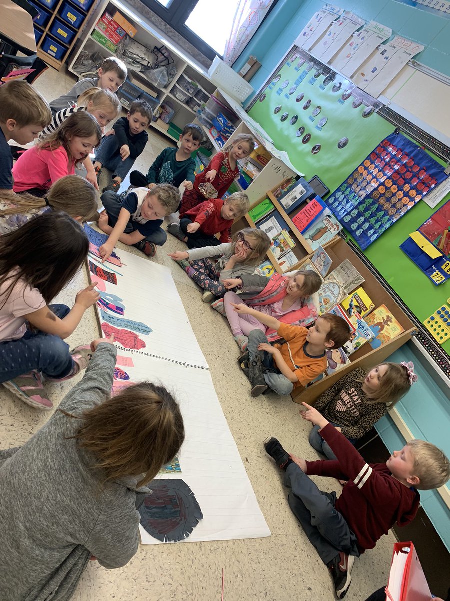mrsparrishk5's tweet photo. Great learning in kindergarten today at #bhawkel! Learning sizes with a town students made and a counting game with a dice roll and coloring squares. #smarties @ClarkCoIndians @LizzyBteaches https://t.co/JiRxB4eb2G