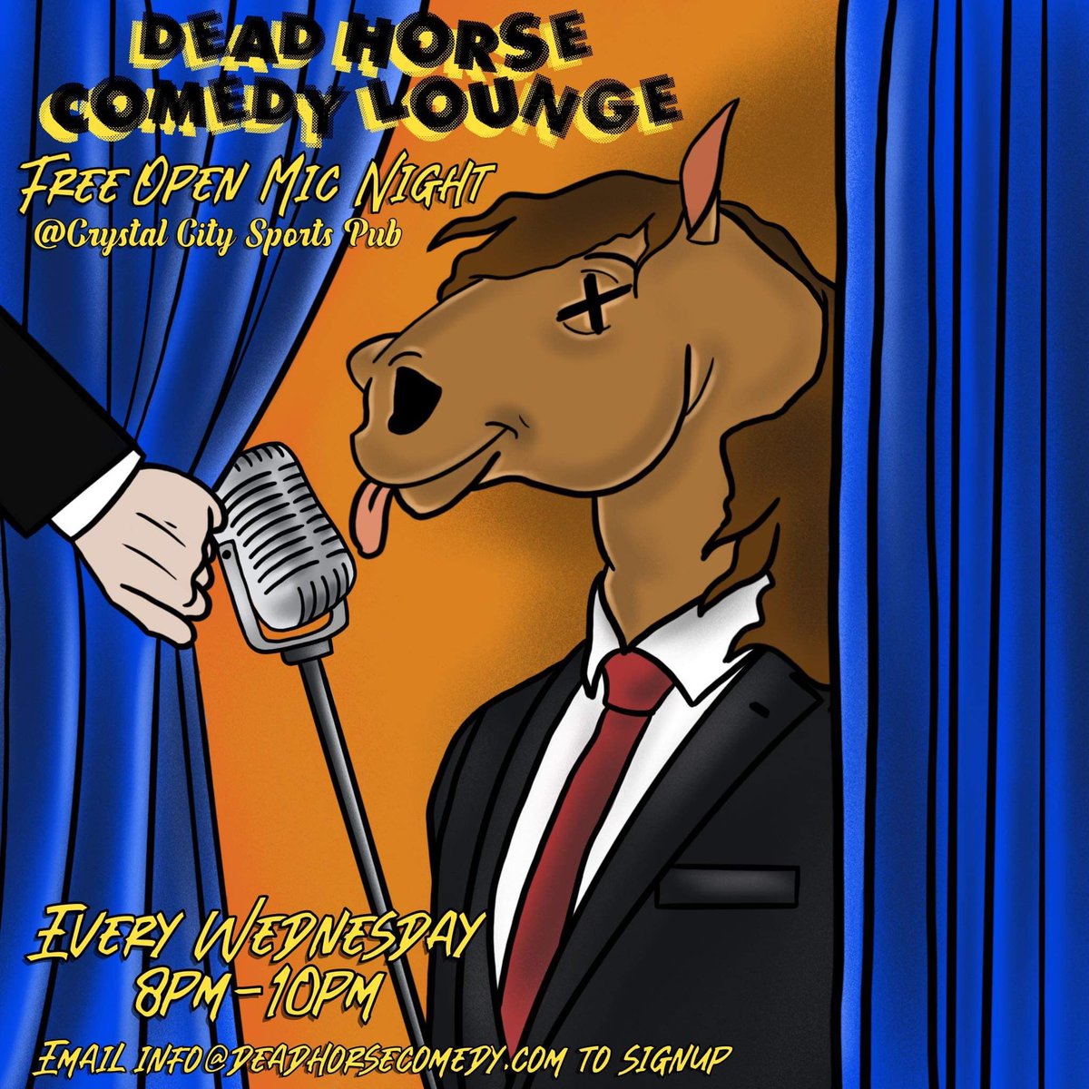 DeadhorseDMV's tweet photo. Come out this Wednesday to @CCSportsPub for a free stand-up comedy open mic show. Show starts at 8pm! https://t.co/JoQiKIUbYg