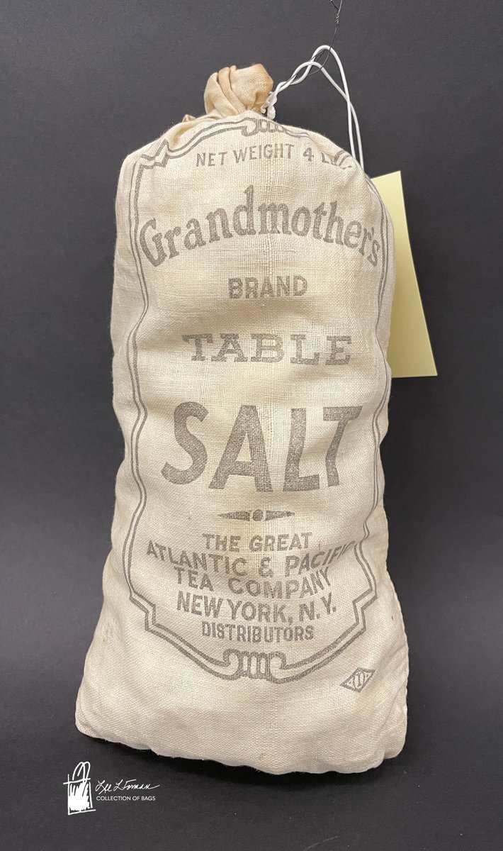 39/365: This bag of Grandmother's Brand Table Salt was distributed by the Great Atlantic & Pacific Tea Company (A&P), an American chain of grocery stores that operated from 1859-2015. The bag was found in an antique store near Altoona, PA by the Forman family in 2006.