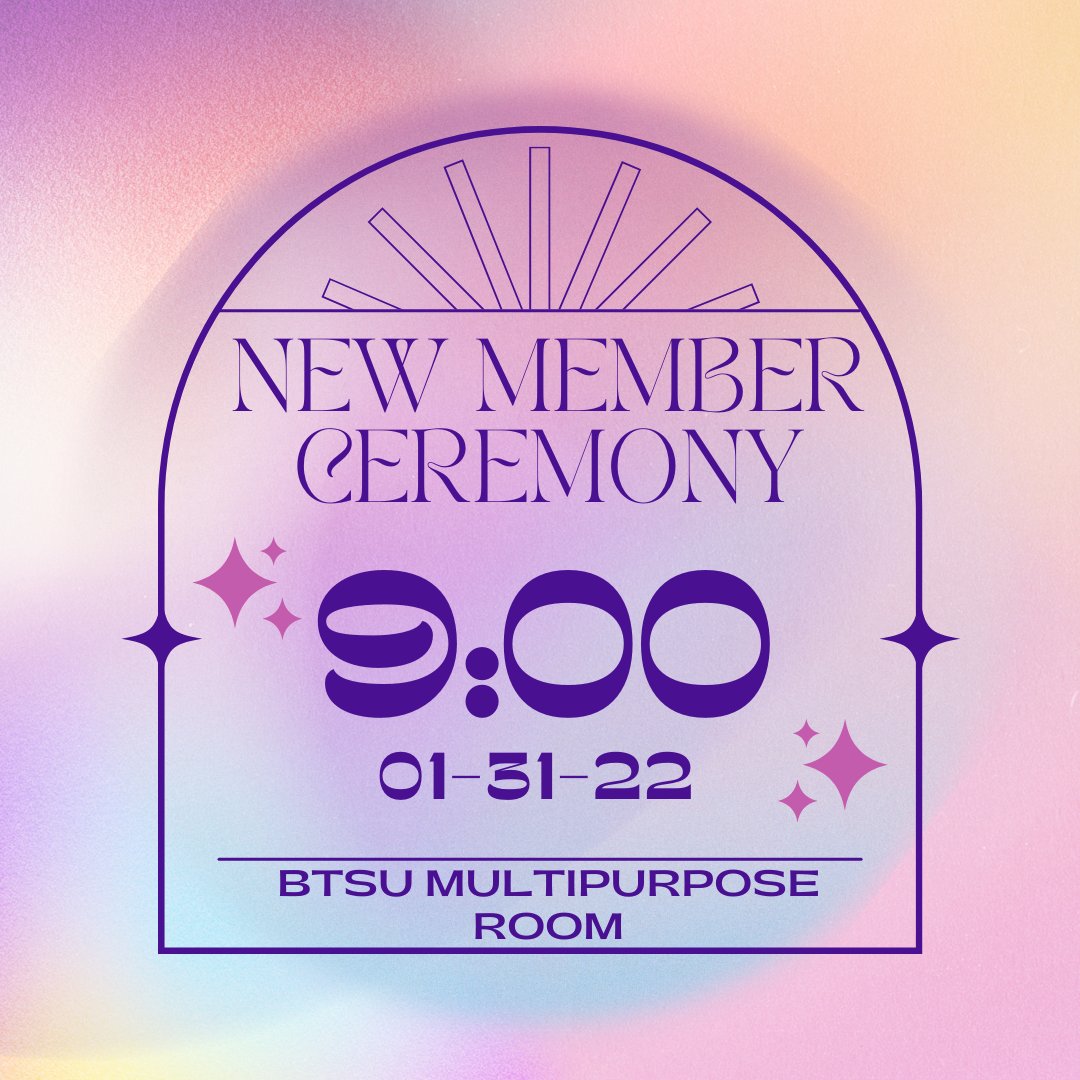 Our New Member Ceremony is tonight at 9pm!

All those joining our new member class are asked to arrive in room 314 of the BTSU around 8:45pm!

Let's get this semester started!
#LFS
