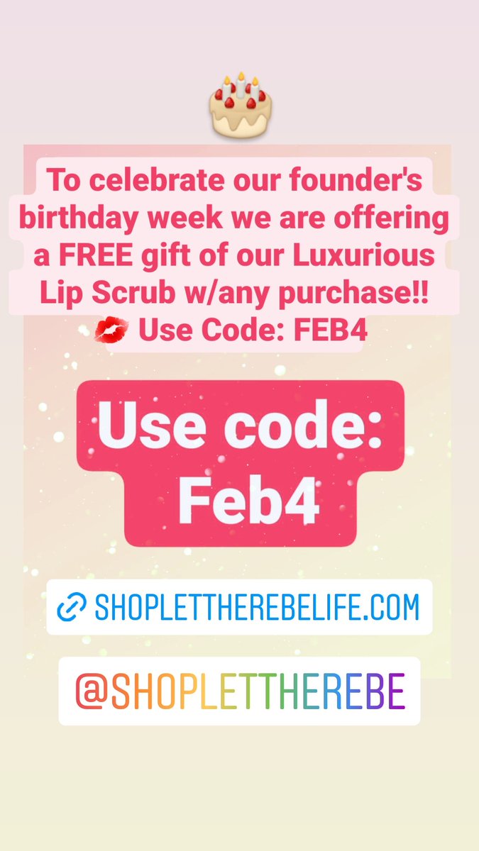 TheMissAva's tweet photo. Free Luxurious Lip Scrub w/any purchase 💋 Don't be caught out here with winter lips! 
☆Use Code Feb4☆
https://t.co/ZkkkDvWuM9 
(IG: @shoplettherebe) https://t.co/cBOhb76QBV