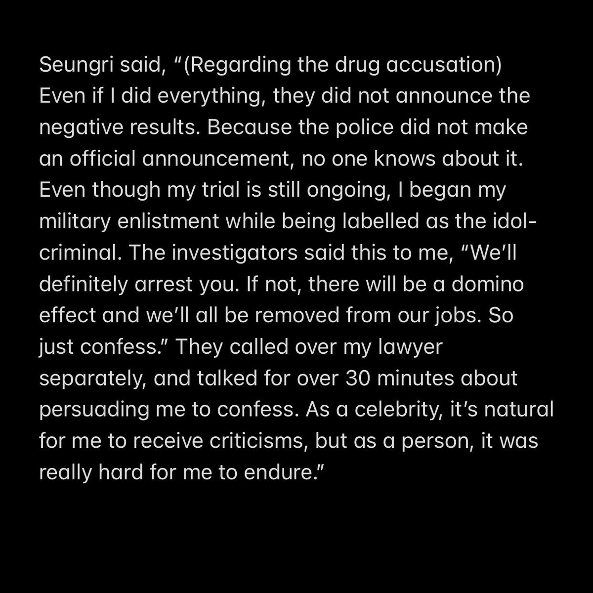 poutyvip5lines's tweet photo. Police to Seungri: We'll definitely arrest you. If not, there will be a domino effect and we'll all be removed from our jobs. So just confess. 

They got what they wanted now, after 3 YEARS. He defended himself to the end by showing the evidence so he has done enough already.
💔 https://t.co/Kxil8QBZA8