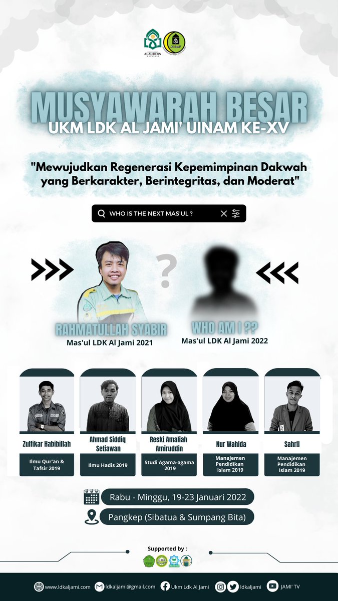 [MUSYAWARAH BESAR]

Mewujudkan Regenerasi Kepemimpinan Dakwah yang Berkarakter, Berintegritas, dan Moderat.

Di kelurahan Sibatua, Kab. Pangkep.
