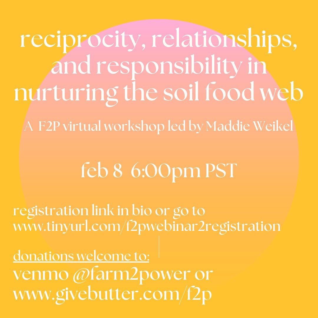 farm2power's tweet photo. Second workshop alert! Join us in a great conversation around relations to land, soil philosophy, and so much more 🌱 

Visit https://t.co/L9fNJayaEq to sign up! https://t.co/5RZntD0wKM