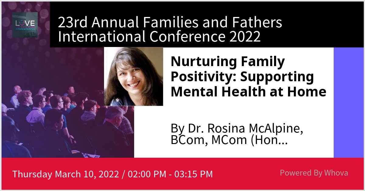 I am speaking at 23rd Annual Families and Fathers International Conference 2022. Please check out my talk if you're attending the event!  - via #Whova event app