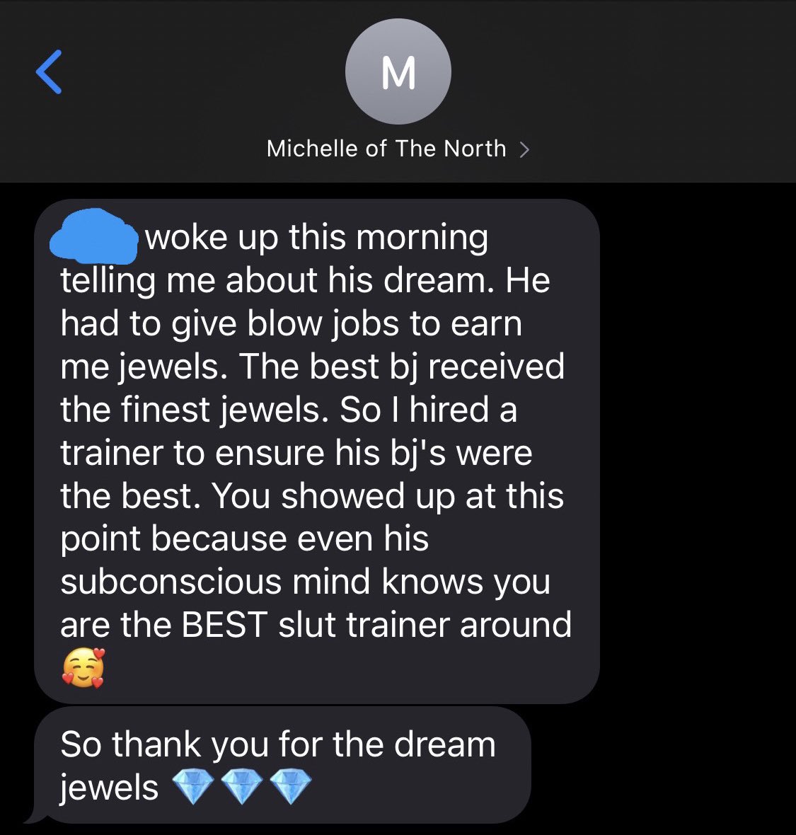 I like that <a href="/mm_north/">MM Of the North</a>’s slave husband dreams about me training his mouth for profit to tribute her jewels. I feel so flattered. 🥰💎