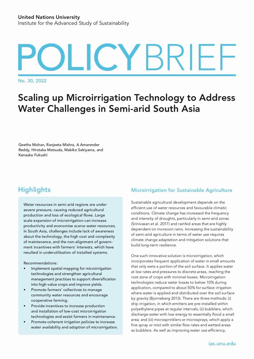 UNUIAS's tweet photo. 💧 #Microirrigation is a #SustainableAgriculture solution for #ClimateChange mitigation in South Asia. Learn more in our new policy brief 👇
🔗 https://t.co/6WSFNOfL3g
#SDG6 #ClimateAction #innovation #WaterForSustainableDevelopment https://t.co/Jswsx4tnRs