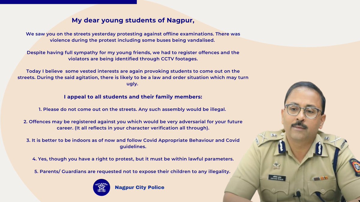 nagpurcp's tweet photo. My dear young students of #Nagpur, https://t.co/Sjp4GoPEKw