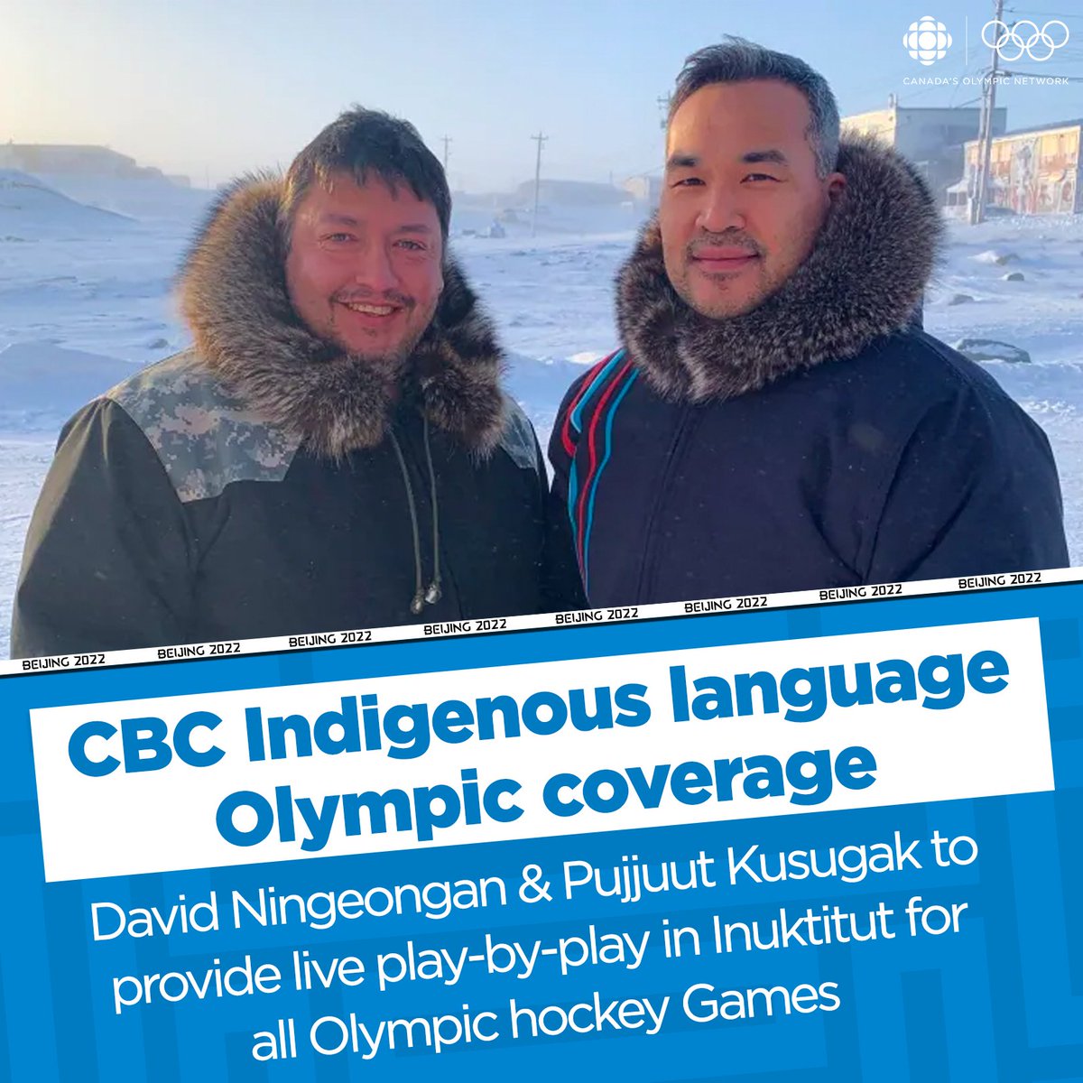 This is a FIRST for CBC!

The CBC Olympics Winter Games Beijing 2022 coverage will be providing live play-by-play in Inuktitut for ALL of the men and women's hockey games 🏒🏒

Read more cbc.ca/1.6334119