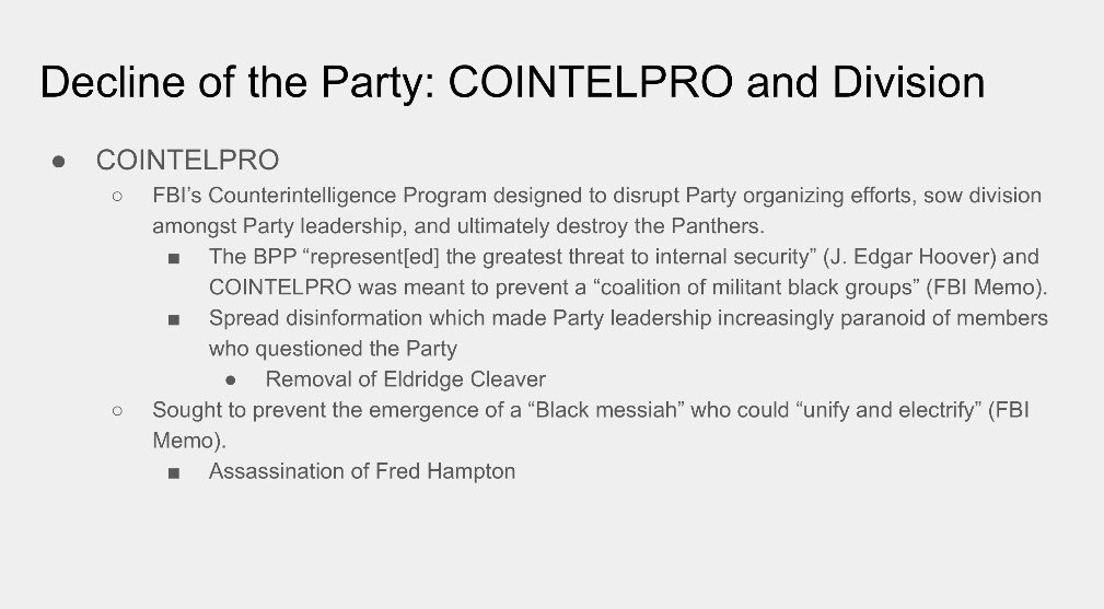 A brief overview of the Black Panther Party from today's education presentation, 1/31/22: