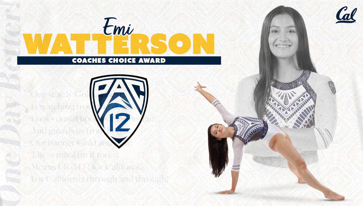 CalWGym's tweet photo. Congratulations @EmiWatterson!! ❤️

After an unimaginable month, she's been named the Pac-12 Coaches Choice Award Winner! 

🗞️ https://t.co/gGo6ByYqwA https://t.co/mLCLZP6fKN