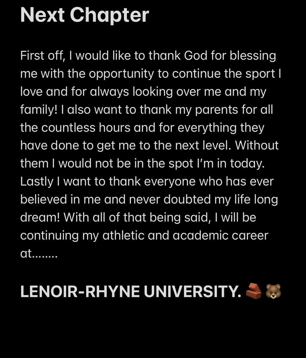 100% Committed❕Let’s roll🐻🧱 <a href="/LRBearsFootball/">Lenoir-Rhyne Football</a> <a href="/coach_mjacobs/">Mike Jacobs</a> <a href="/CoachFoster23/">Aaron Foster 👎🏾👎🏾</a> @CoachJT_LR