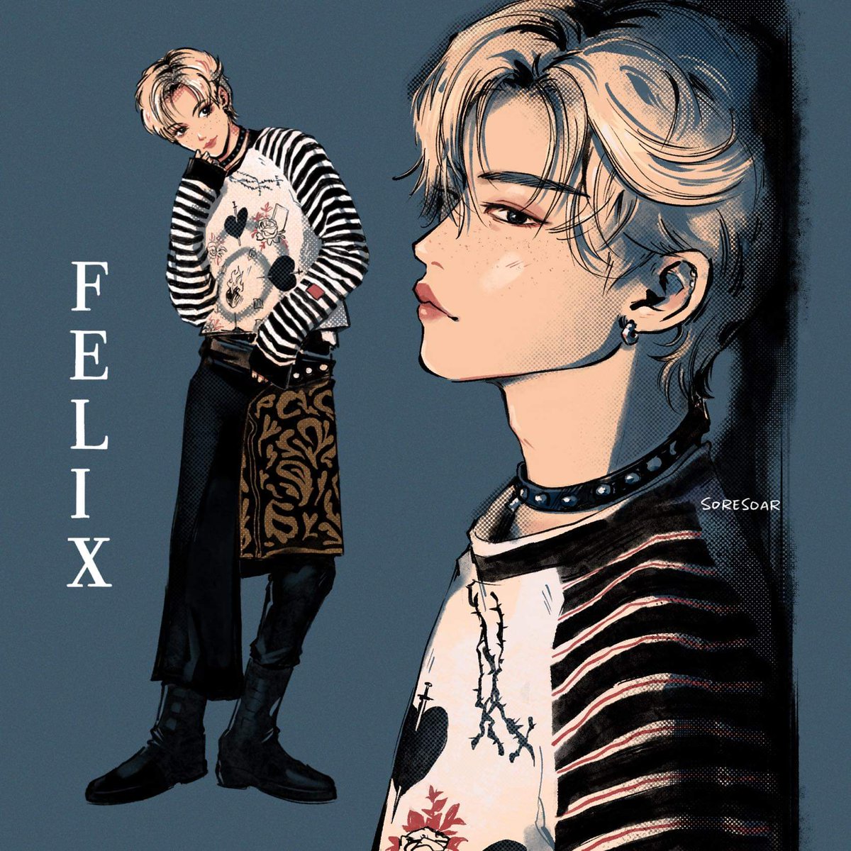 Study of Felix from his recent solo feature with singles magazine .. #leefelix #필릭스 #스트레이키즈 #straykids #skz #straykidsfanart #procreate #illustration #portrait 