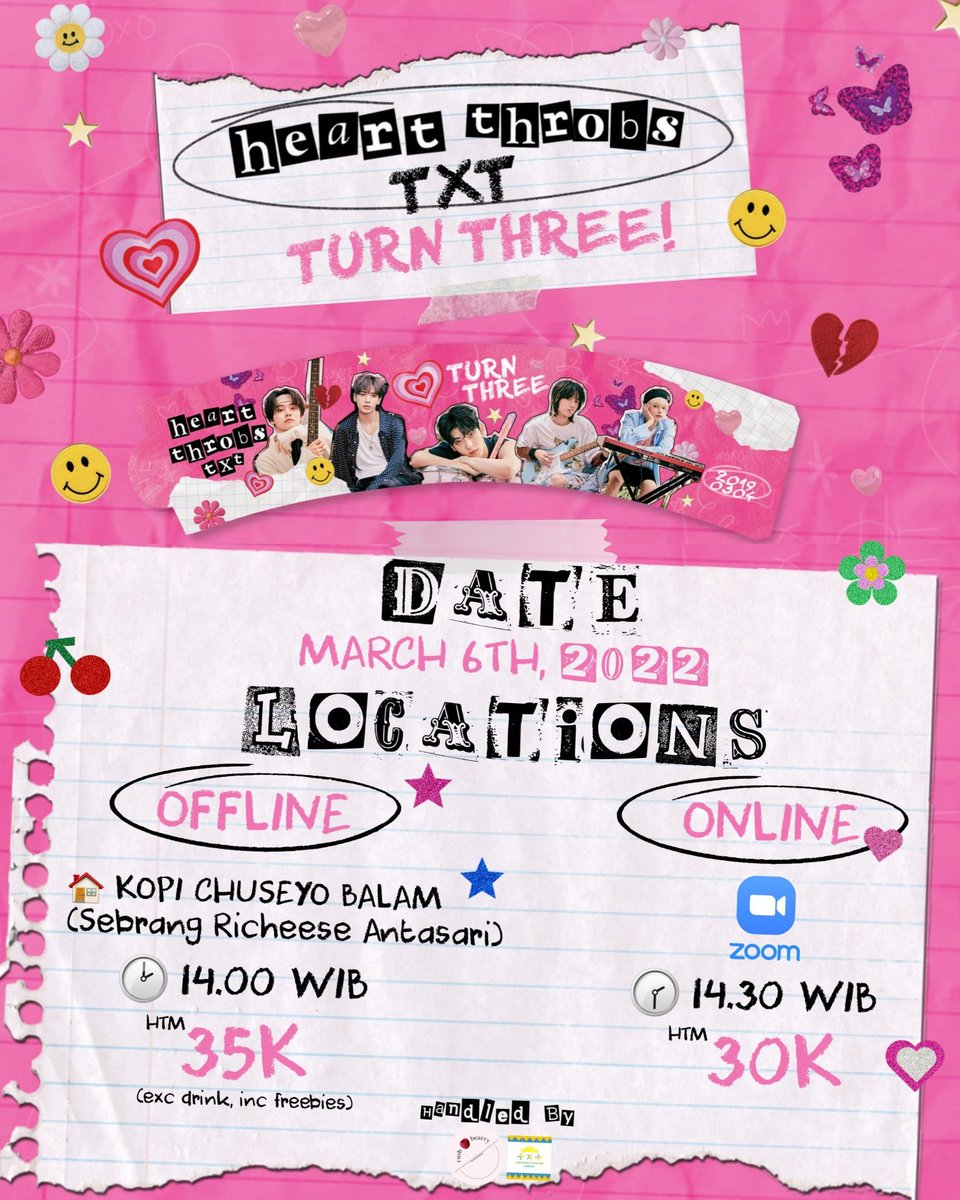GObyRushbearry's tweet photo. 🍓HEART THROBS TXT TURN 3! 🐻
HOT OFF THE PRESSES! Join rushbearry's first event to celebrate TXT’s third anniversary along with the birthdays of Taehyun and Beomgyu!
Form pendaftaran : https://t.co/dq4suUY1ey
#txtevent #heartthrobsevent #heartthrobs @MagicHourCafee https://t.co/p4QpfjXNw3